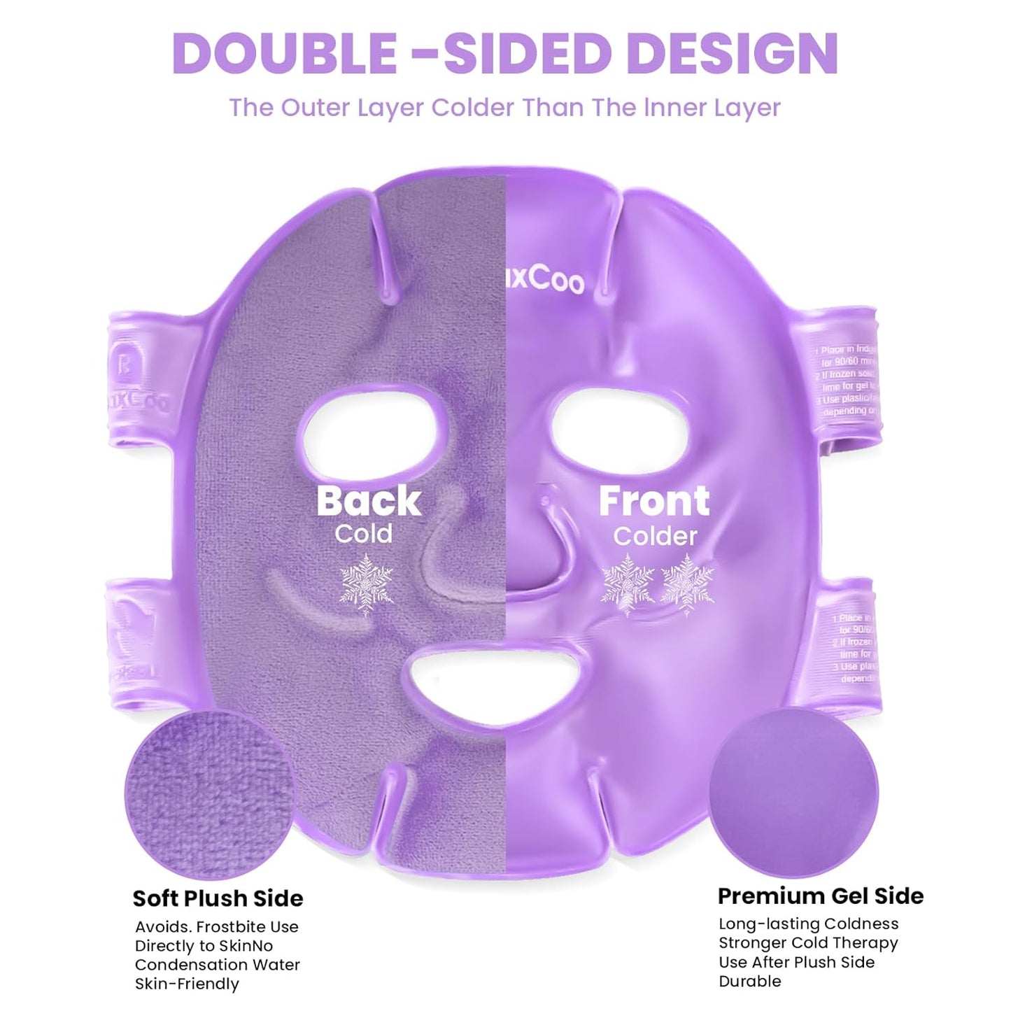 Cold Face Eye Mask Ice Pack Reduce Face Puff,Dark Circles,Gel Hot Cold Compress,Face SPA for Woman Sleeping, Pressure, Headaches, Skin Care, 2 Pack, Purple