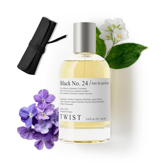 Twist - Black No. 24 - Eau De Parfum Inspired by TF Ombre Leather, Long-Lasting Perfume for Women & Men, Paraben Free, Vegan, Clean Ingredients, Unisex Fragrance - Spray 100 ml | 3.4 fl. oz.