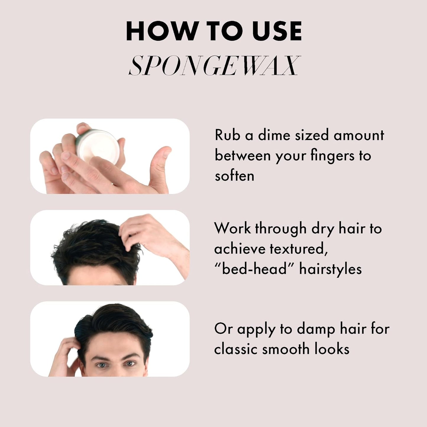 Hanz de Fuko Sponge Wax – Premium Men’s Hair Styling Wax for a Medium Hold, Semi-Matte Finish – Ideal Texture Product for All Hair Types, Especially Thick Hair – 2 oz, Travel Size