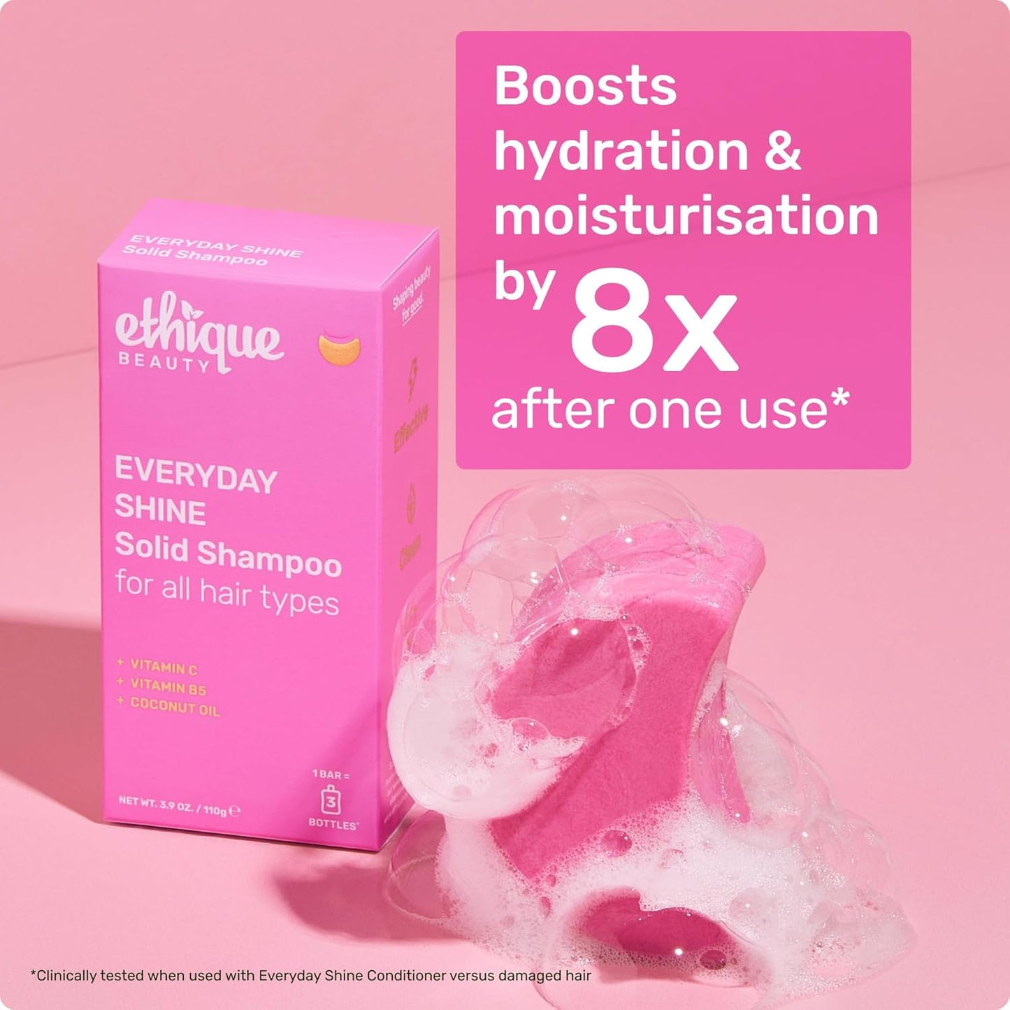 Ethique Everyday Shampoo Bar for soft, shiny hair with Vitamin C - Plastic-Free, Cruelty-Free, Vegan, 3.88 oz - Formerly Pinkalicious