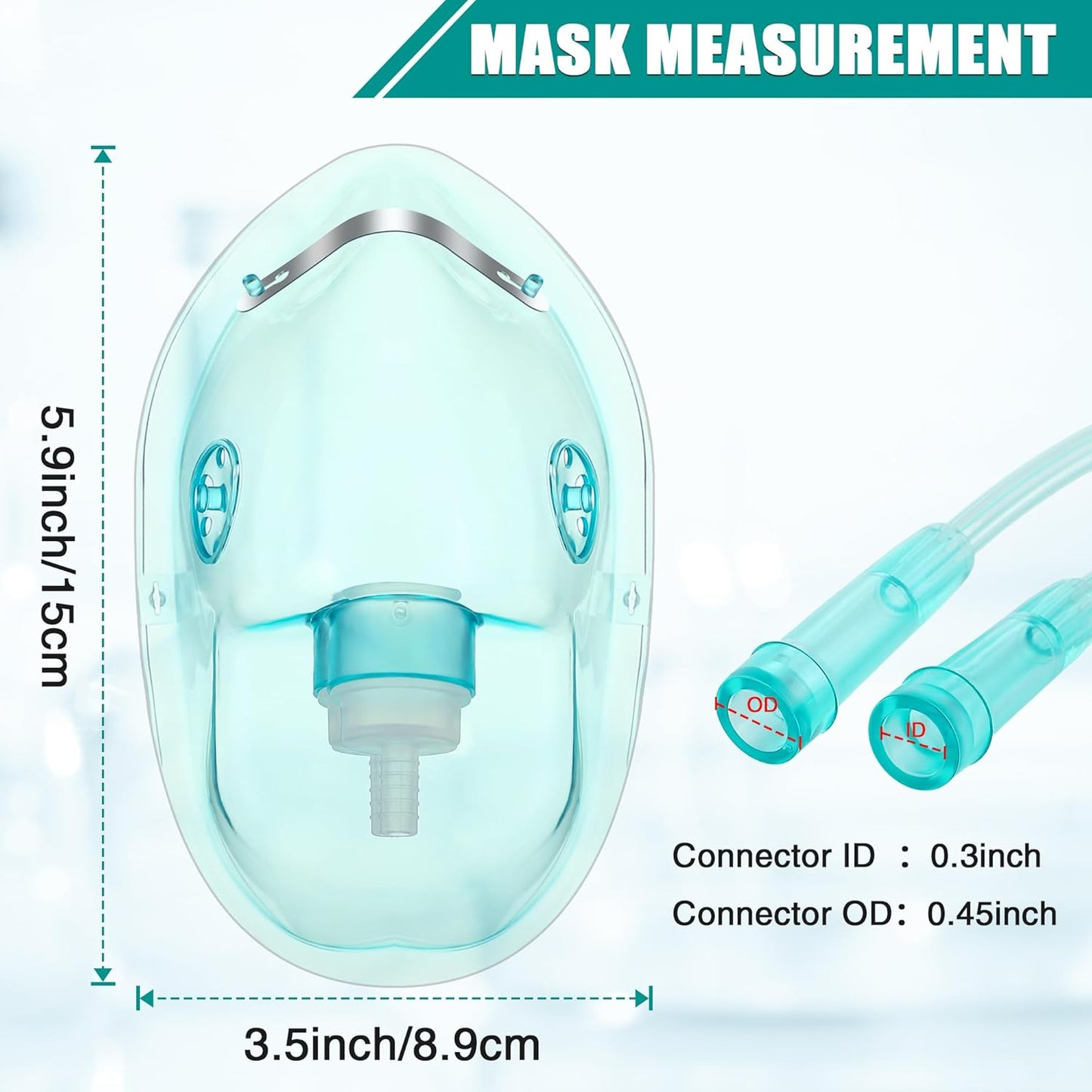 Geiserailie 2PCS XL Oxygen Mask with 6.6 Ft Tubing and Adjustable Elastic Strap, Adult Oxygen Mask with Tubing, Breathing Masks for Face Adult