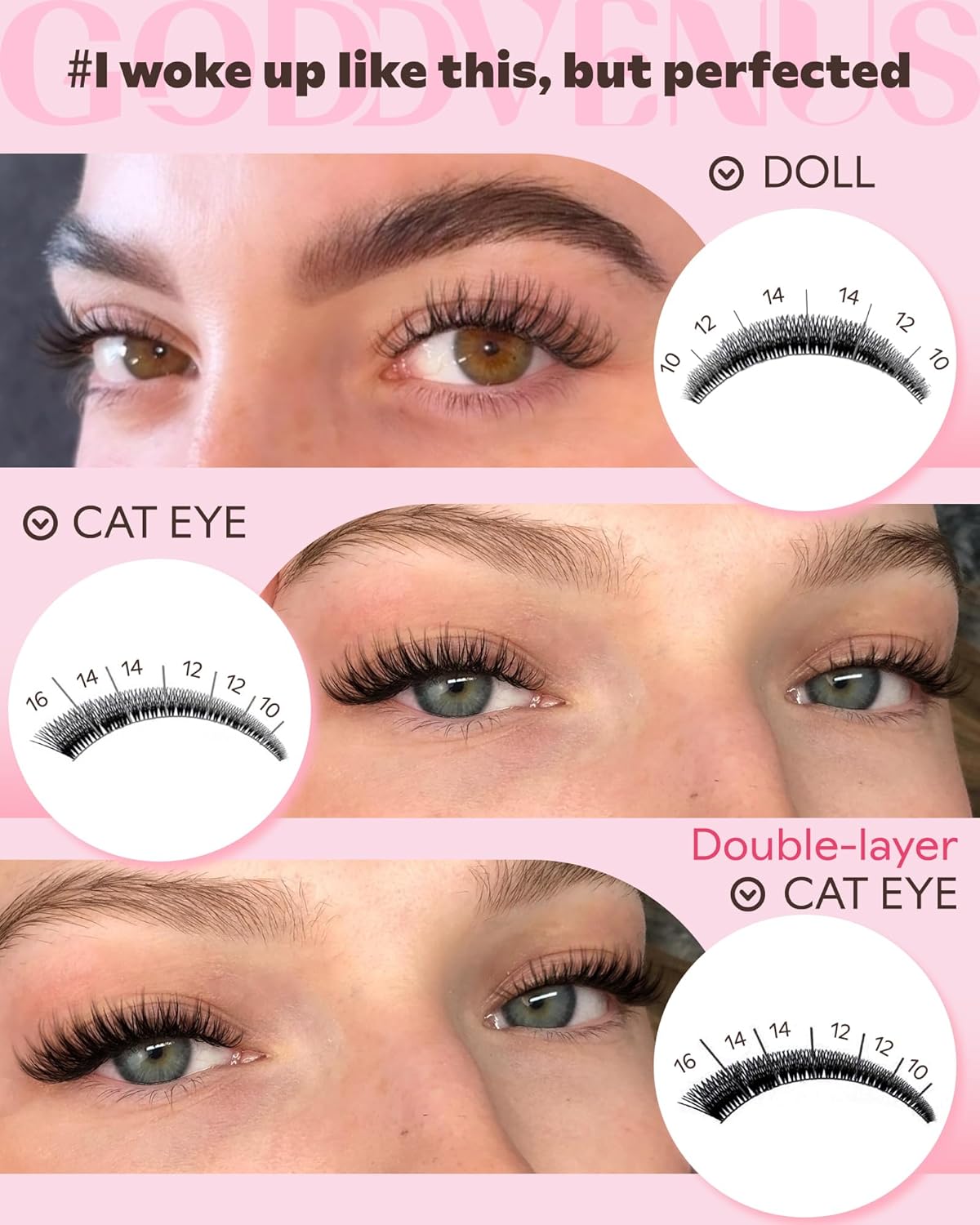 Lash Clusters Kit Wispy Cluster Eyelash Extensions Kit Natural DIY Lash Extension Kit 10-16mm Eyelashes Clusters 180pcs C Curl Individual Lashes Cluster Eyelash (No Tweezers)