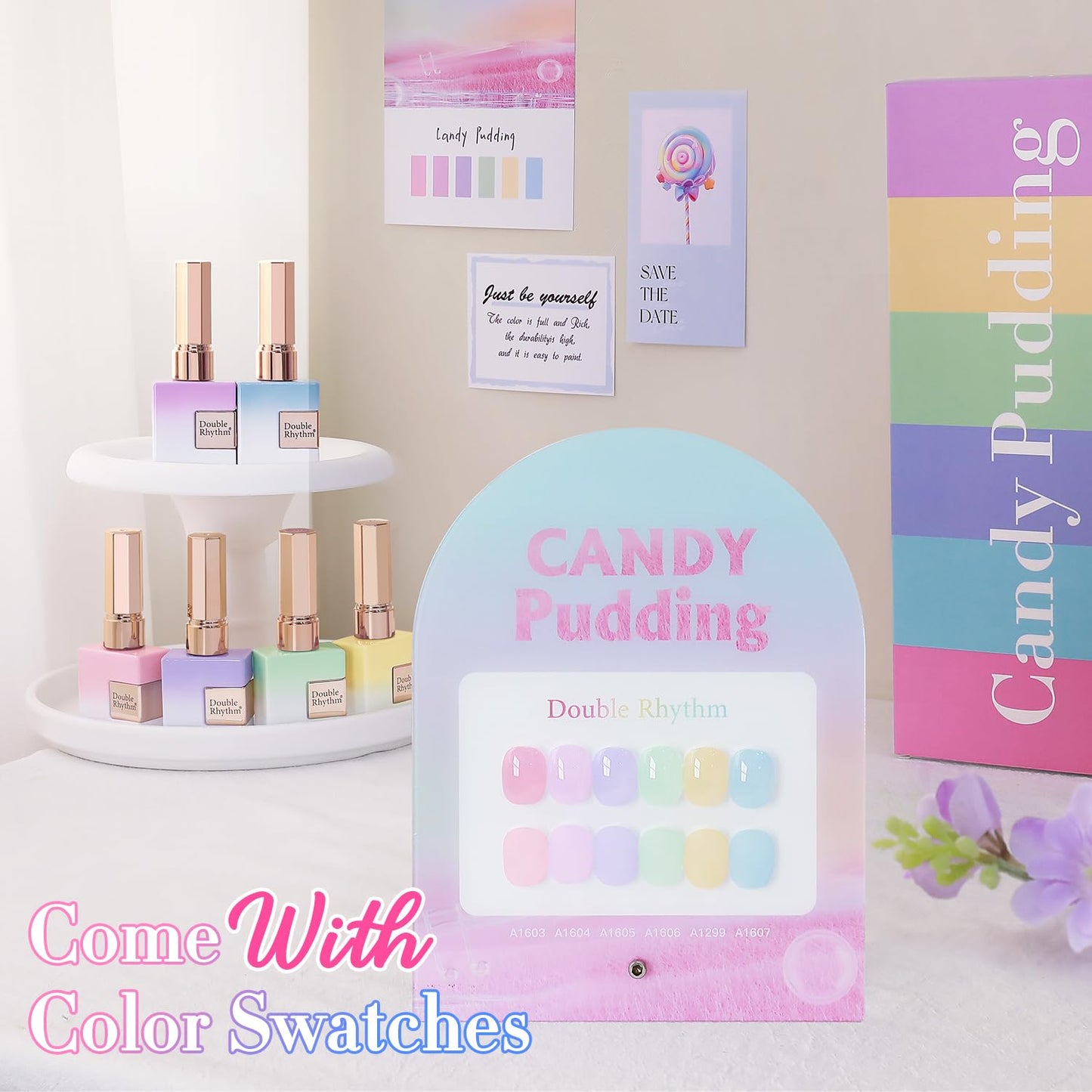 Double Rhythm 6 Pcs 15 ML Gel Polish Set Same Color Same Bottle Soak Off Gel Polish Kit Nail Art Manicure Salon DIY at Home for Women (Jelly Pink Purple Green Yellow Blue-T6-22)