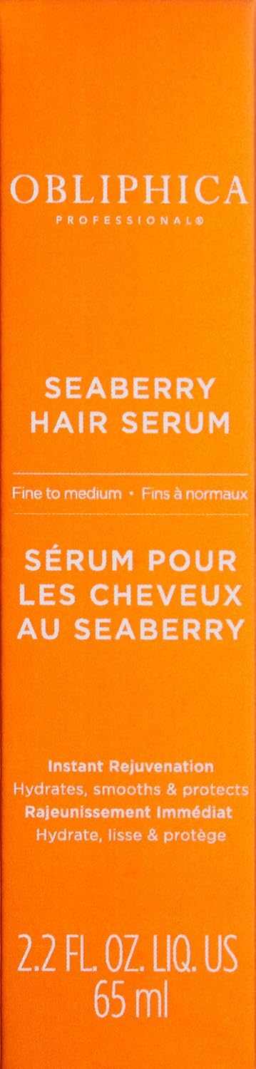 Obliphica Seaberry Leave in Hair Serum for Fine & Medium Hair - Vitamins and Omegas for Frizz Free & Nourished Hair - Hair Serum for Dry Hair and Growth - 2.2 Fl Oz