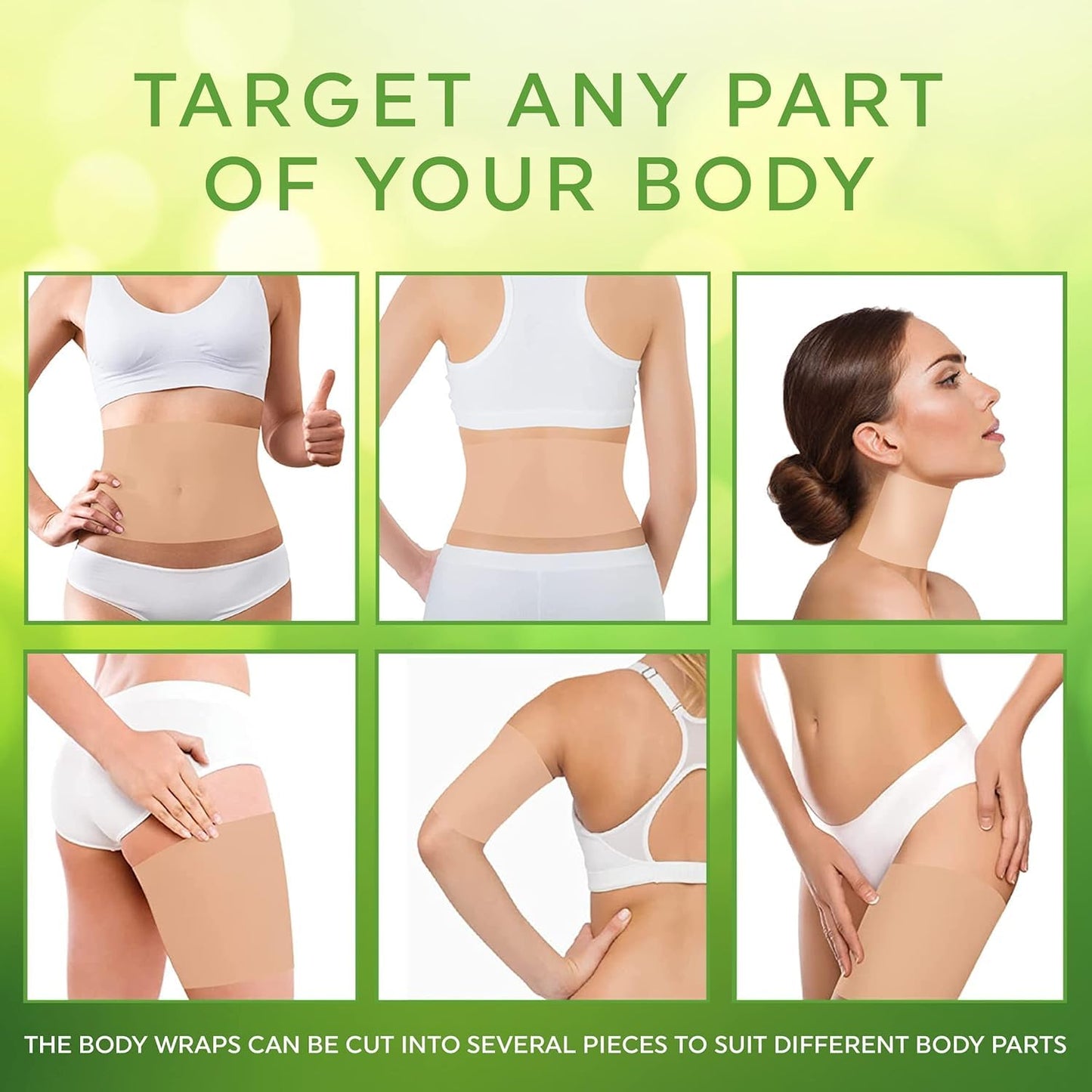 Ultimate Body Wrap with Guarana, Green Tea, and Seaweed Works for Stomach Belly Legs Arms Abdomen. 4 Wraps