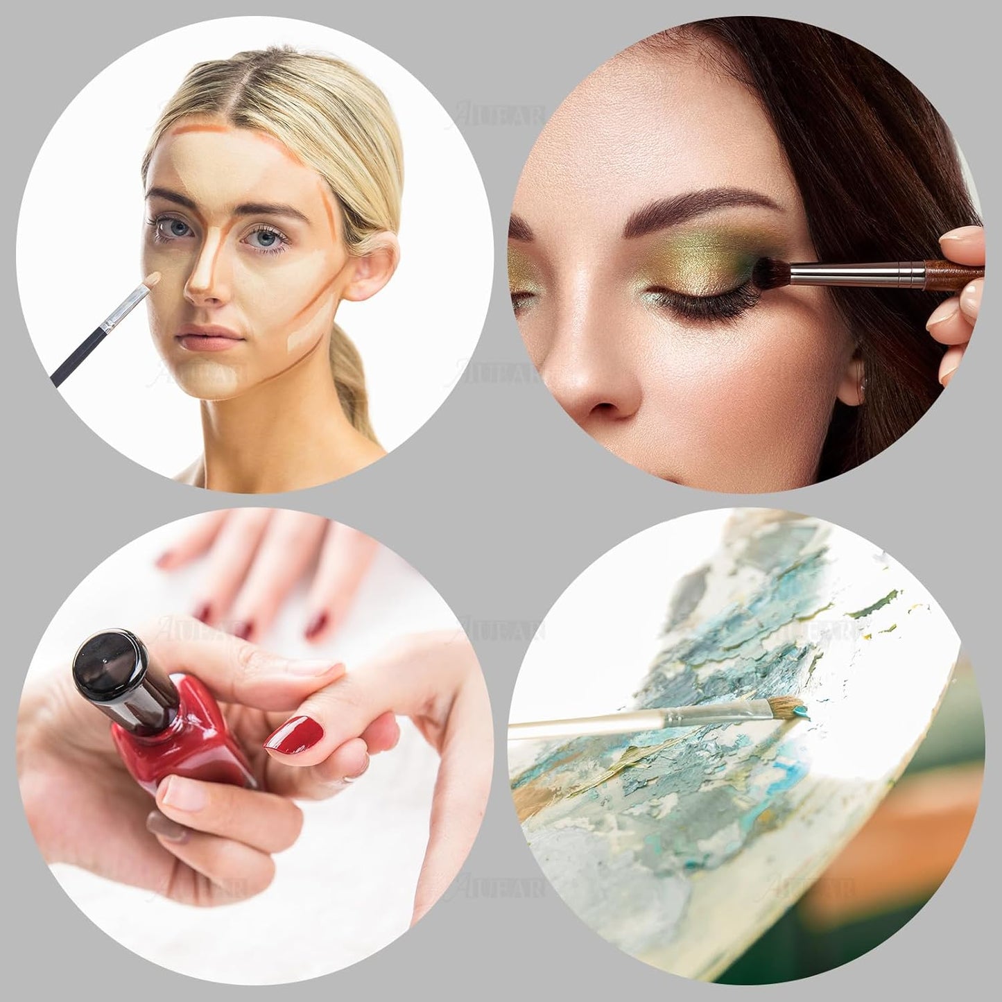 AUEAR, 2 Pack Hand Makeup Mixing Palette Handheld Palette Clear Makeup Cosmetic Palette Nail Art Manicure Palette with 2 Pieces Spatula for Mixing Foundation