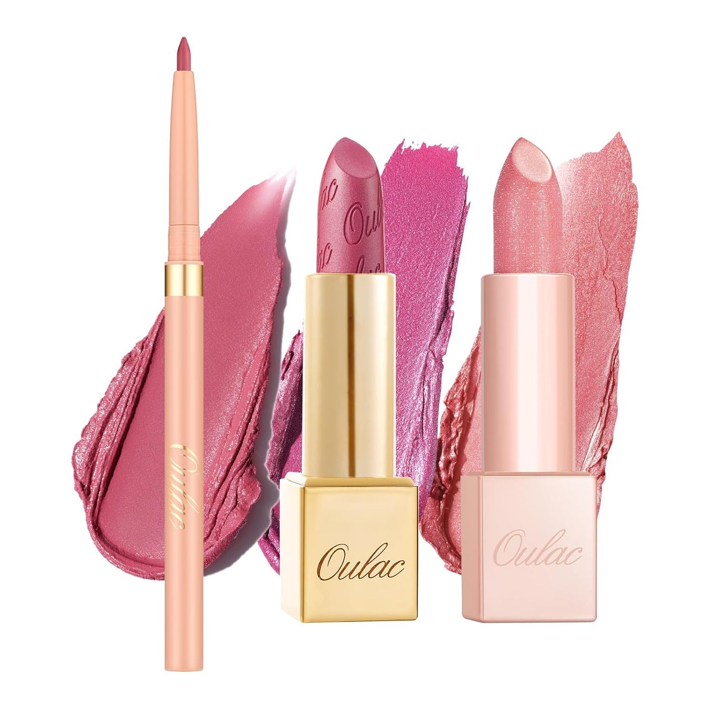 Oulac Lipstick & Lipliner Set 3PCS High Impact Lipcolor with Moisturizing Formula, Vegan Beauty, Full-Coverage Lip Color, Gift Lipstick for Women, 04+11+PG03