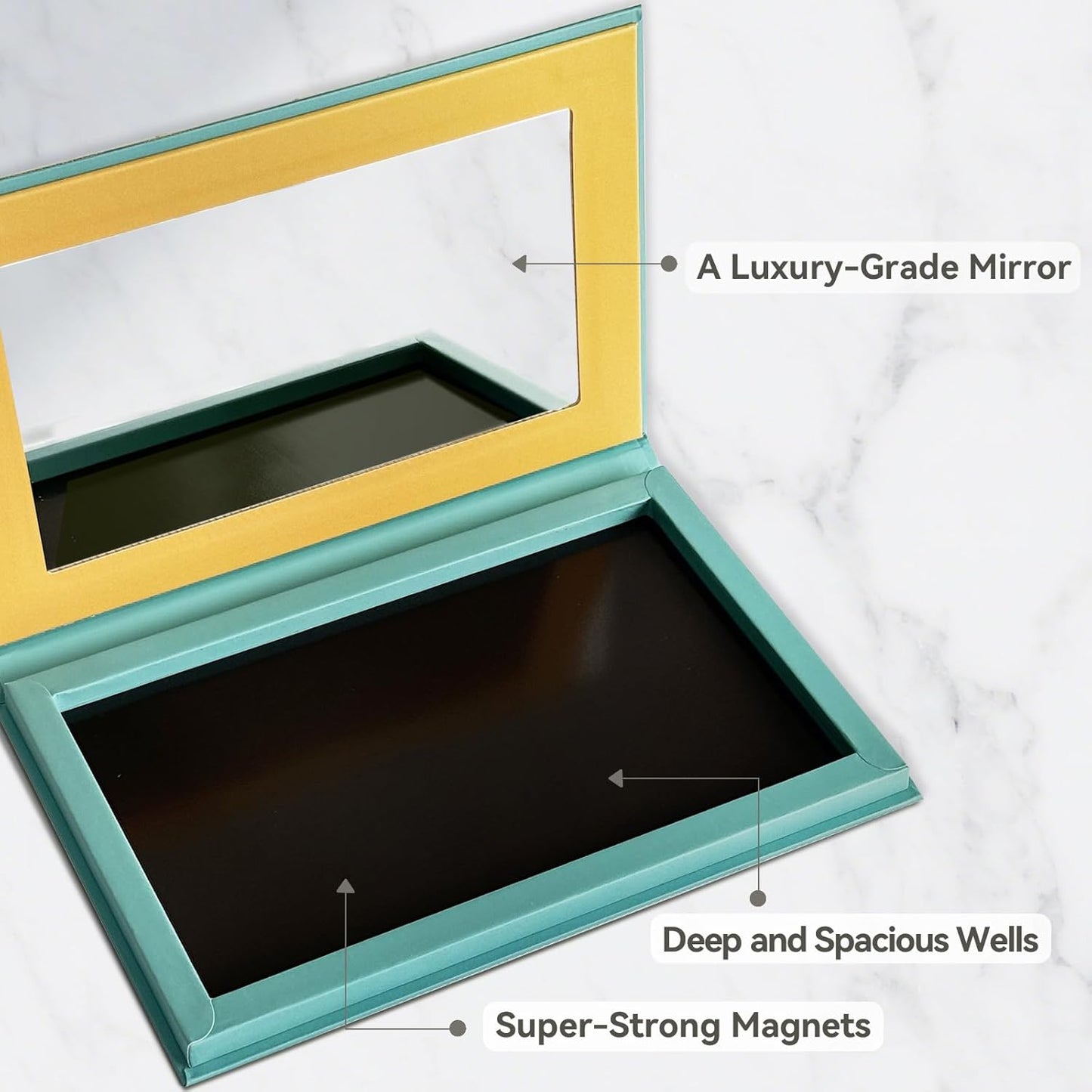 Empty Magnetic Makeup Palette, DIY Eyeshadow Pans Organizer With Mirror Inside, Frosted Finish Embossed Art Paper Makeup Organizer (Summer Day)