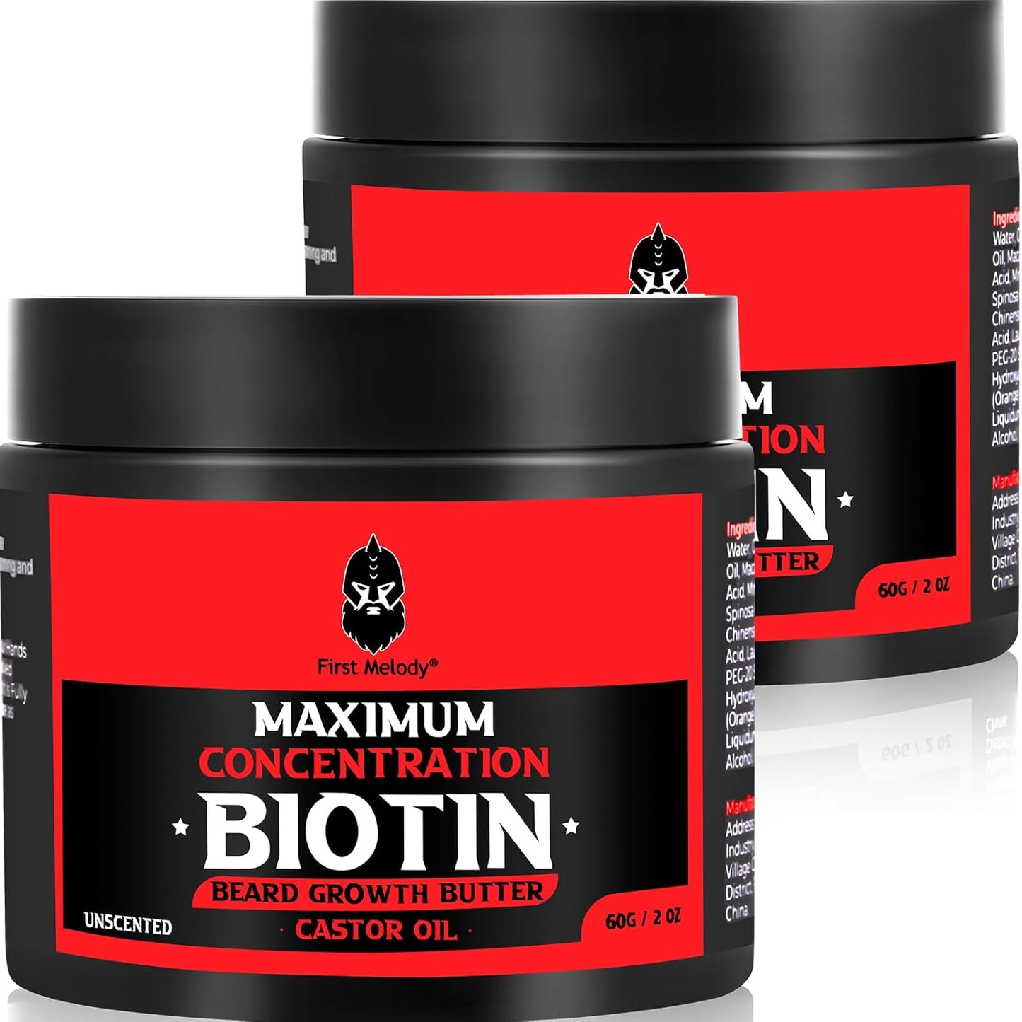 Beard Butter,Maximum Concentration Biotin,with Castor Oil and Argan & Jojoba Oils, Promotes Beard Growth, Styles, Strengthens & Softens Beards ,Unruly Beards While Relieving Itch,2 Ounce*2 (2 Pack)