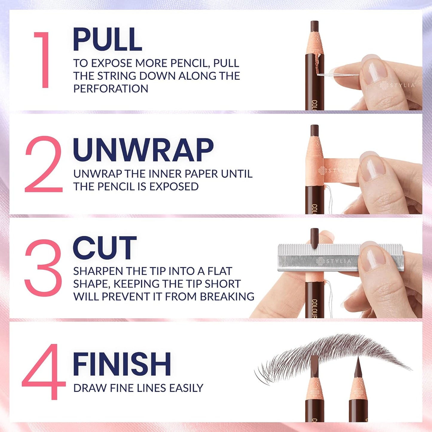 Stylia Waterproof Eyebrow Pencils For Women – Long-Lasting Microblading Supplies Brow Pencil, Perfect for Eyebrow Shaper, Filling & Defining Natural-Looking Brow - (12PC Black)