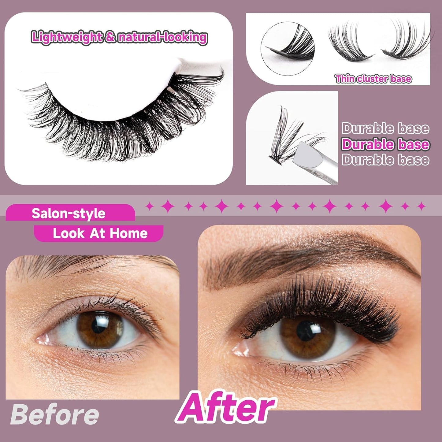 Lash Clusters Lash Extensions 280 Pcs Individual Lashes DIY Eyelash Extensions 10-16mm Length Mix 40D+50D Cluster Lashes Soft Natural for Makeup at Home - 40+50D