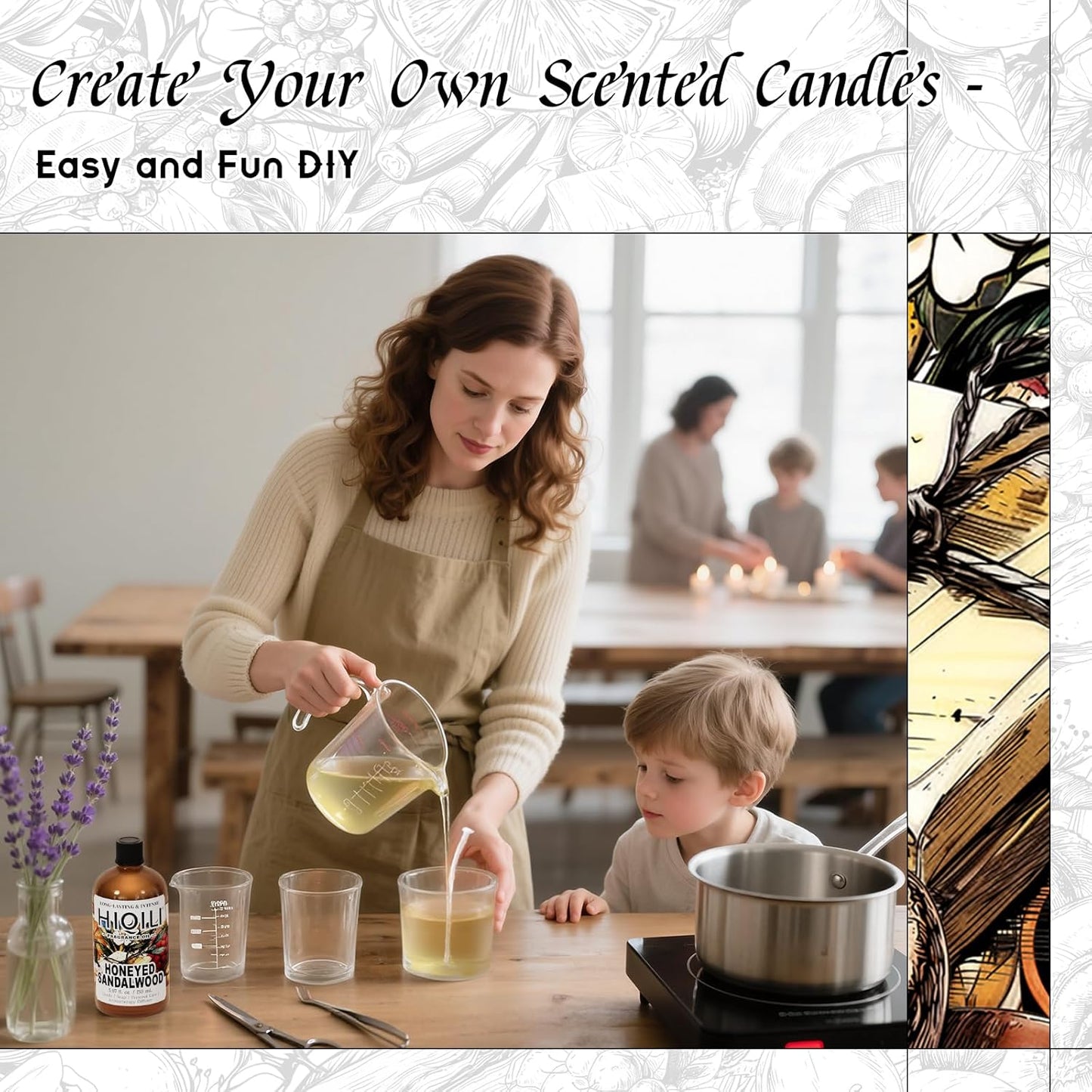 HIQILI Honeyed Sandalwood Fragrance Oil for Diffuser, Candle & Soap Making, Add to Dryer Balls, Lotion, Hotel Luxury Scents - 5.07 Fl Oz