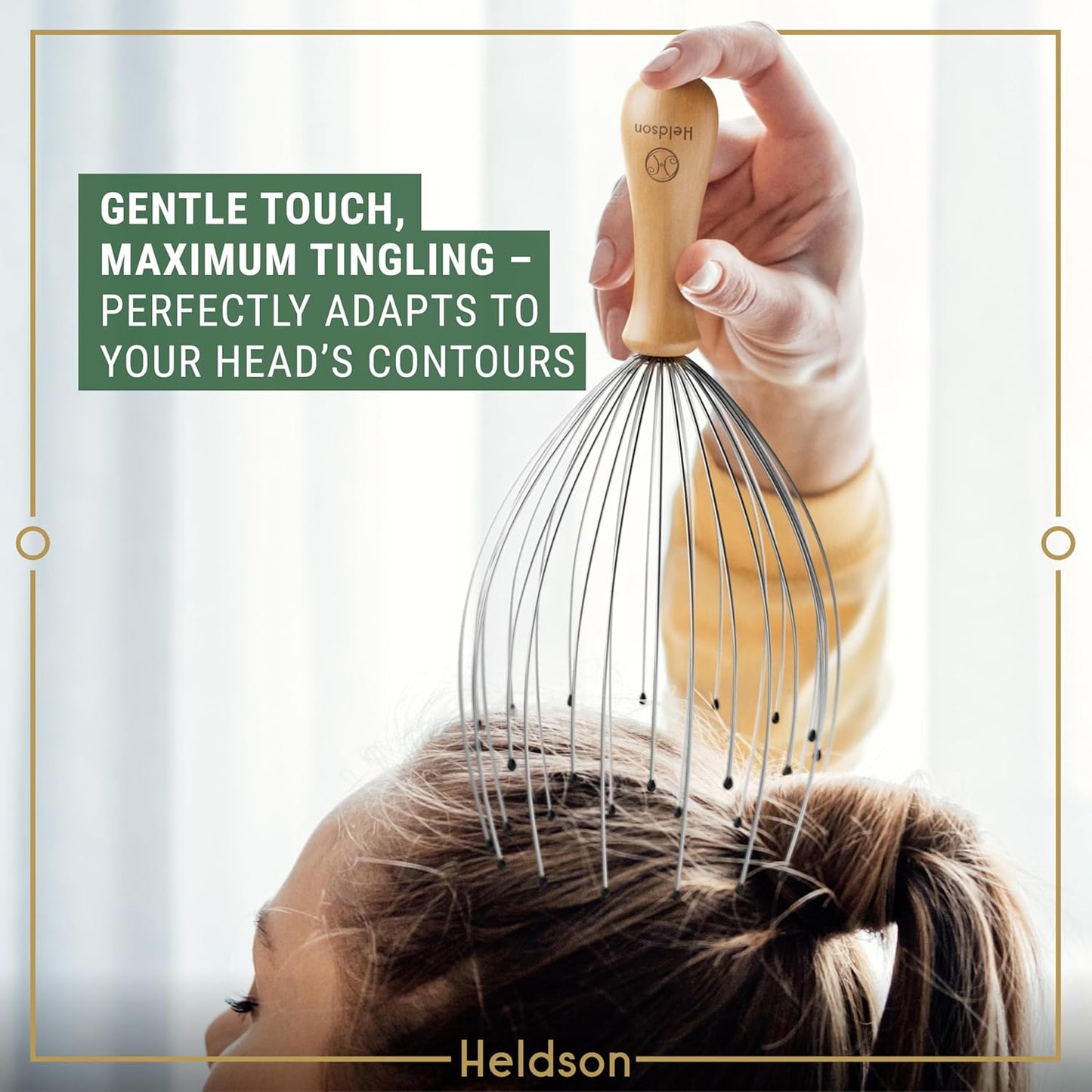 HELDSON® Premium Wire Head Massager Scalp Massage Tool - 32 Fingers Octopus Scratcher - Stress Relax Tickler - Hair Massagers Whisk - Headspa Equipment - Headscratcher Tickle Tools - Gift Men, Women