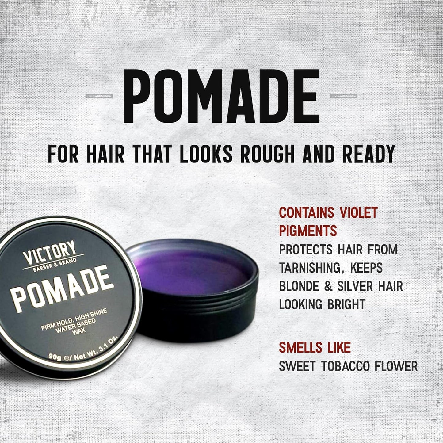 Victory Barber & Brand Pomade for Men, 3.1 Ounce, Water Based Pomade for Men, High Shine Hair Wax for Men, Strong Hold Pomade, Made in USA