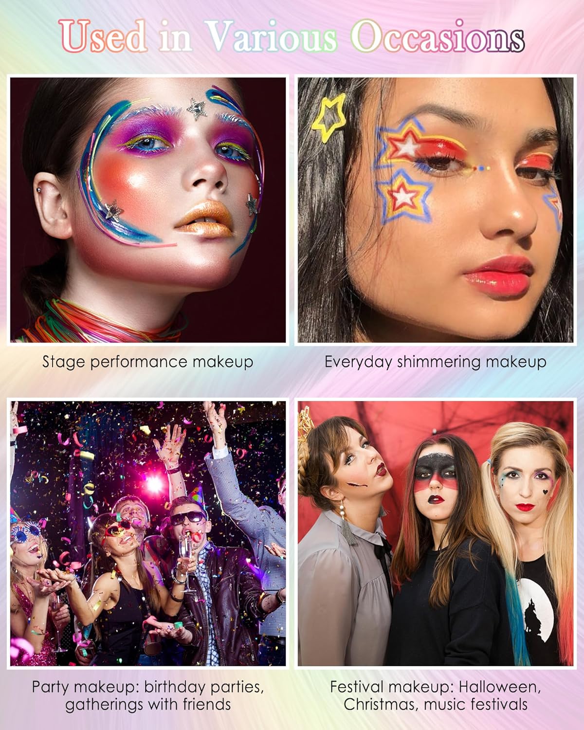 Glitter UV Neon Eyeliner Pencil, Waterproof Smudge-Proof Purple Eye Liner Liquid Pen, High-Pigment Shimmer Eyeliner Pen Long-Lasting Colorful Professional Makeup,Halloween Rave Party Gift for Women-06