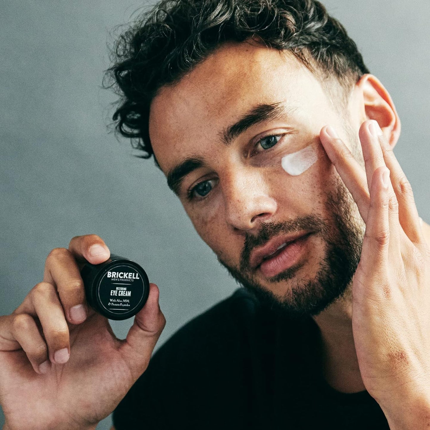 Brickell Men's Restoring Under Eye Cream for Men, Natural and Organic Anti Aging Eye Balm To Reduce Puffiness, Wrinkles, Dark Circles, Crows Feet and Under Eye Bags, 0.5 Ounce, Unscented