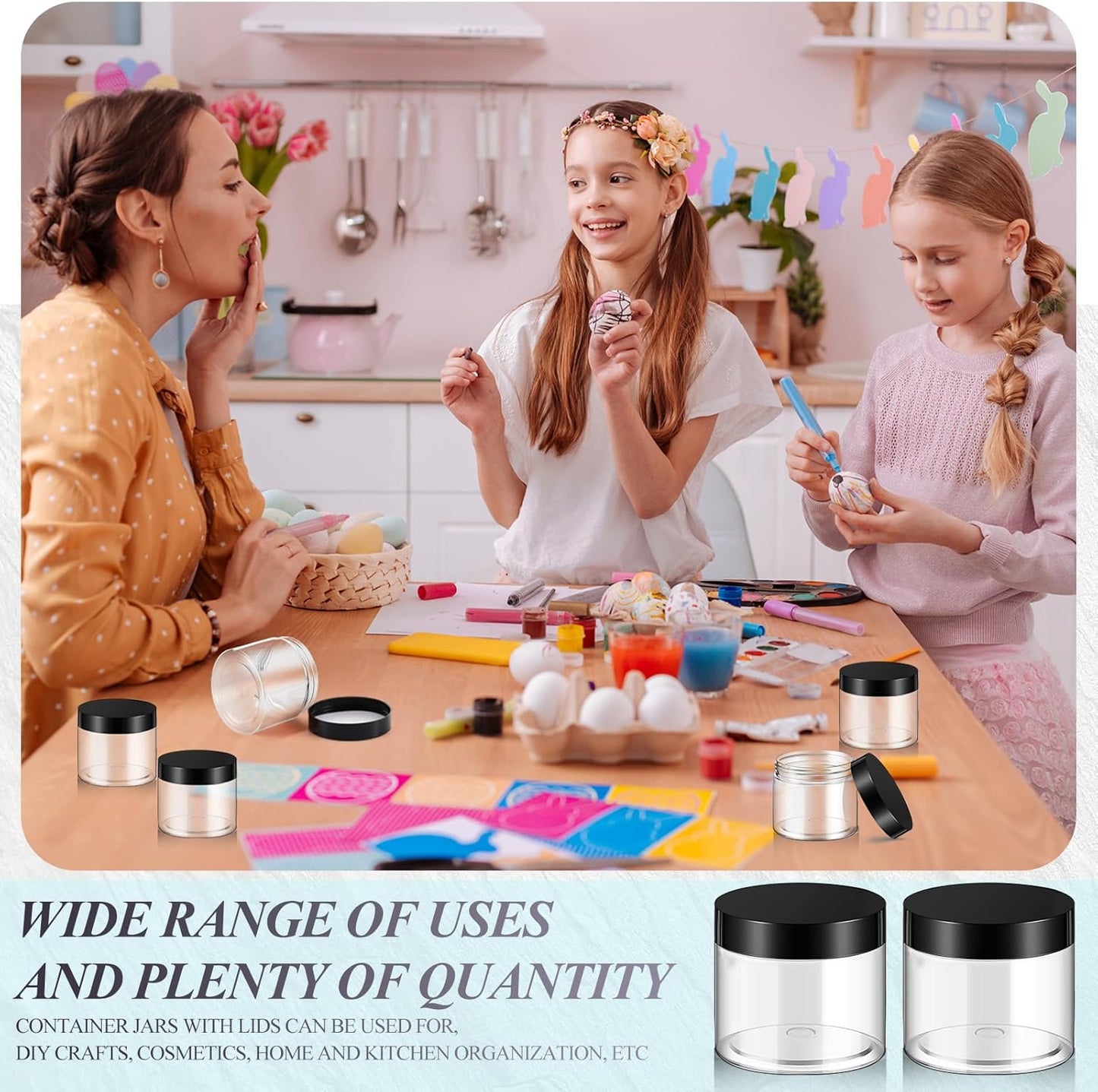 SATINIOR 36 Pieces 1.5 oz Plastic Jars with Lids Wide Mouth Airtight Reusable Container Acrylic Cosmetic Small Jars for Lotions Ointments Travel Toiletries Creams Make up Storage(Black)