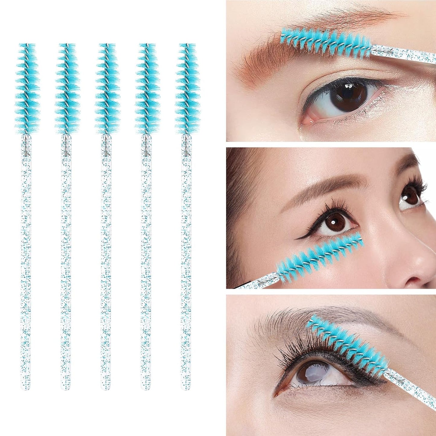 Tbestmax 500 Disposable Mascara Wands Eyelash Brush Blue Spoolies for Eyebrow Eye Lash Extension
