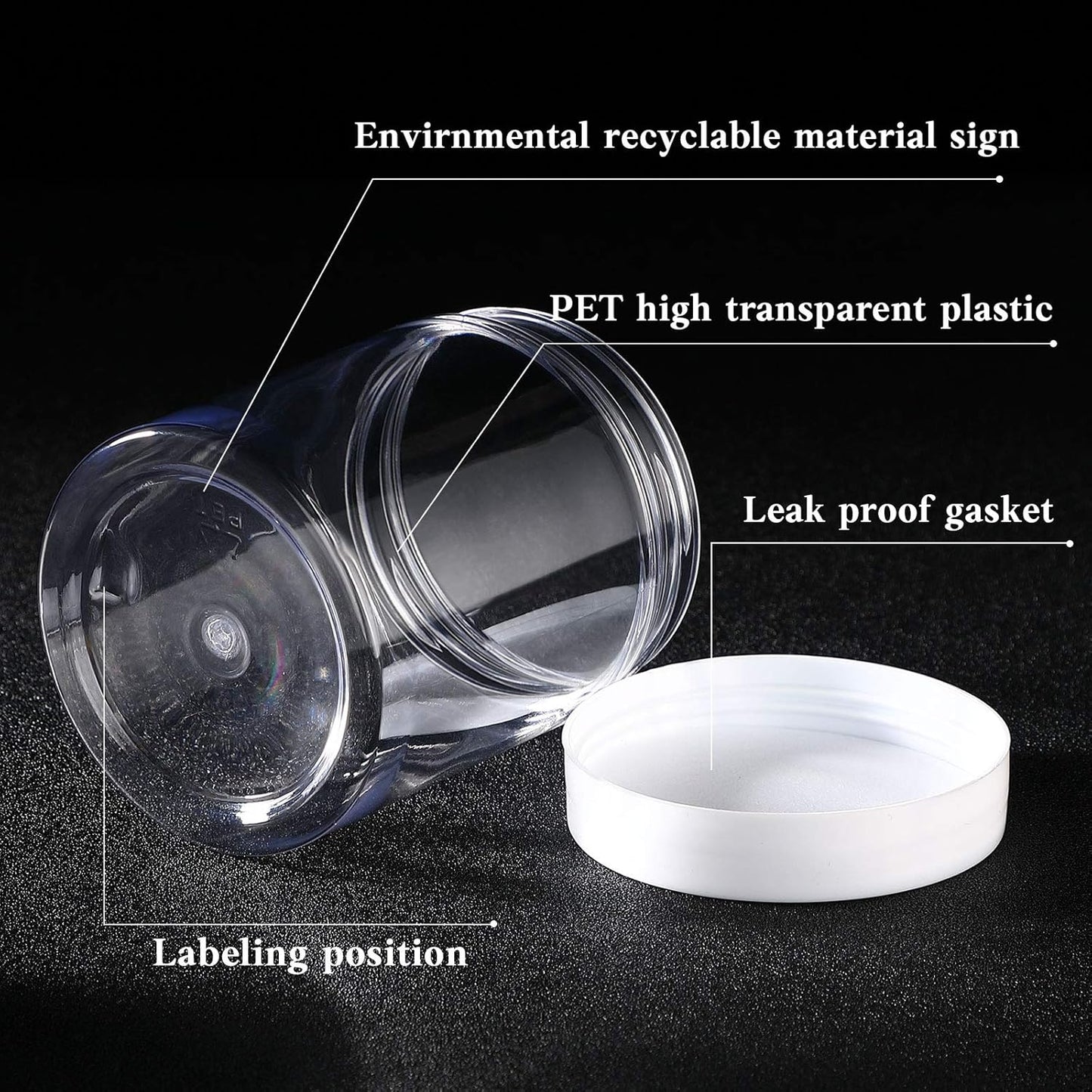 SATINIOR 100 Pcs Plastic Jars with Lids Small Containers Lids Wide Mouth Small Plastic Containers for Lotion Cream Rhinestones Body Butters Travel Storage(10 oz,White)