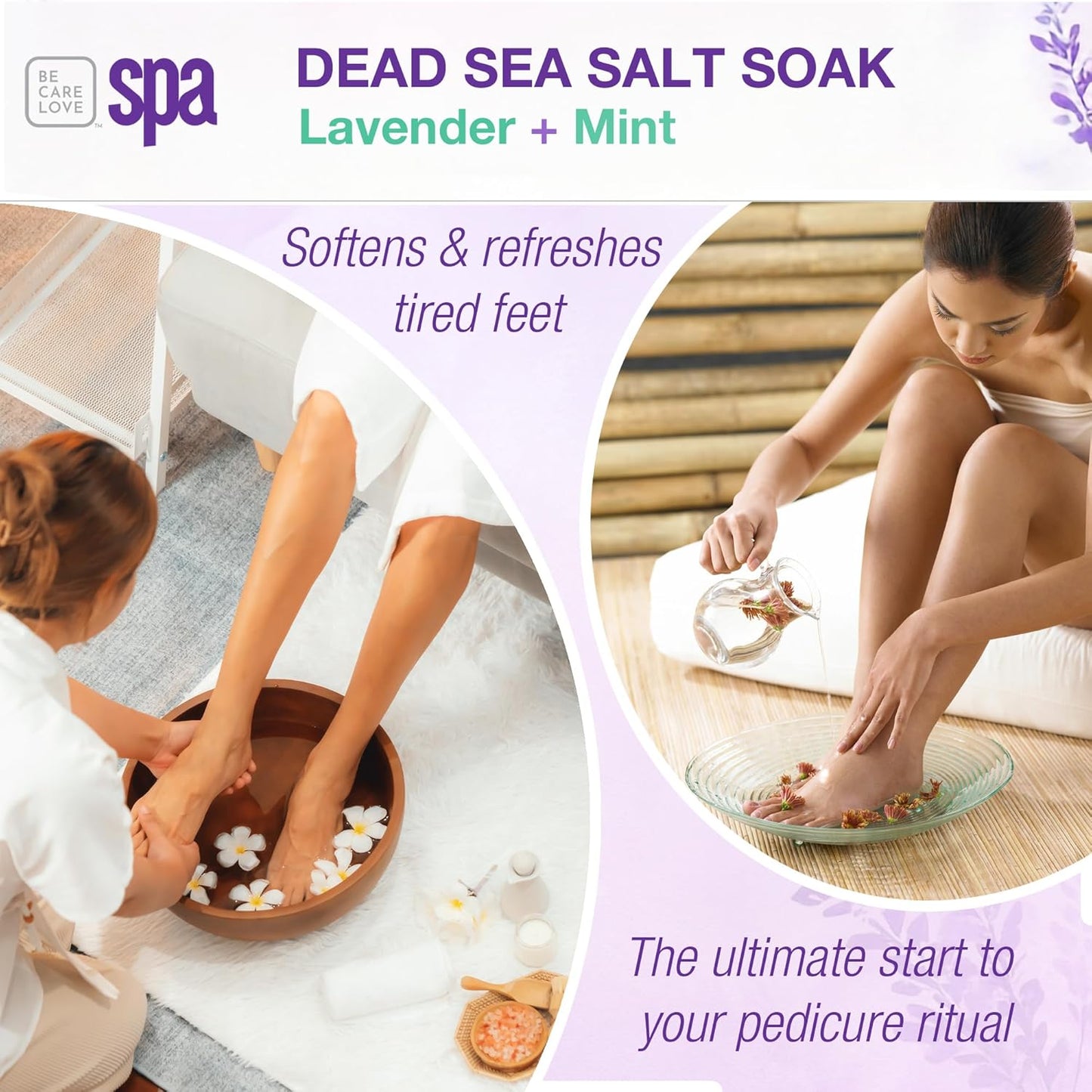 BCL SPA Dead Sea Salt Soak - Bath Salt with Organic Lavender + Mint, Shae Butter, Arnica, Aloe Vera Juice, Chamomile, Argan Oil & Jojoba Oil Skin Exfoliator- Home/Professional Use 16 fl oz
