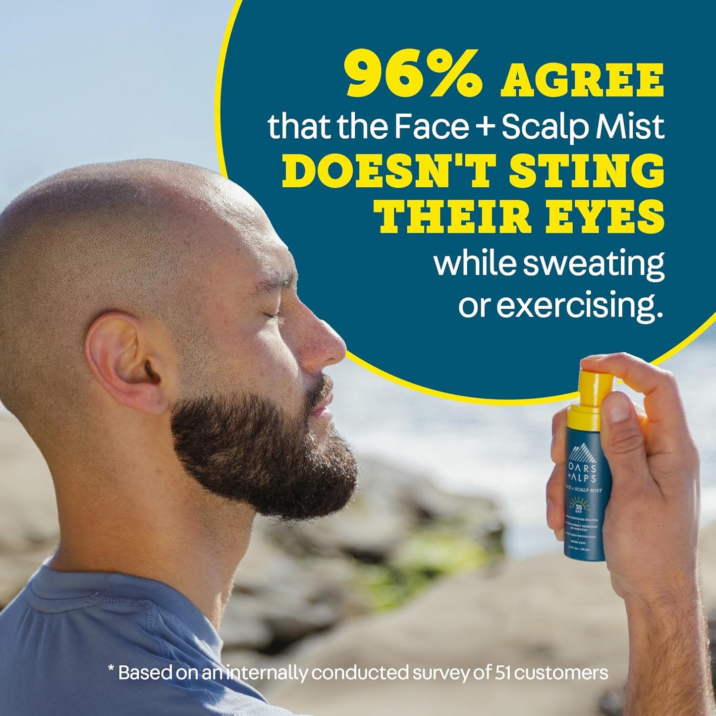 Oars + Alps Face & Scalp Sunscreen Spray Mist, SPF 35 Facial & Hair Sunscreen, Protects from Blue Light, Incfused with Aloe Vera + Cucumber, Water & Sweat Resistant, Summer Splash Scent, 1.5oz