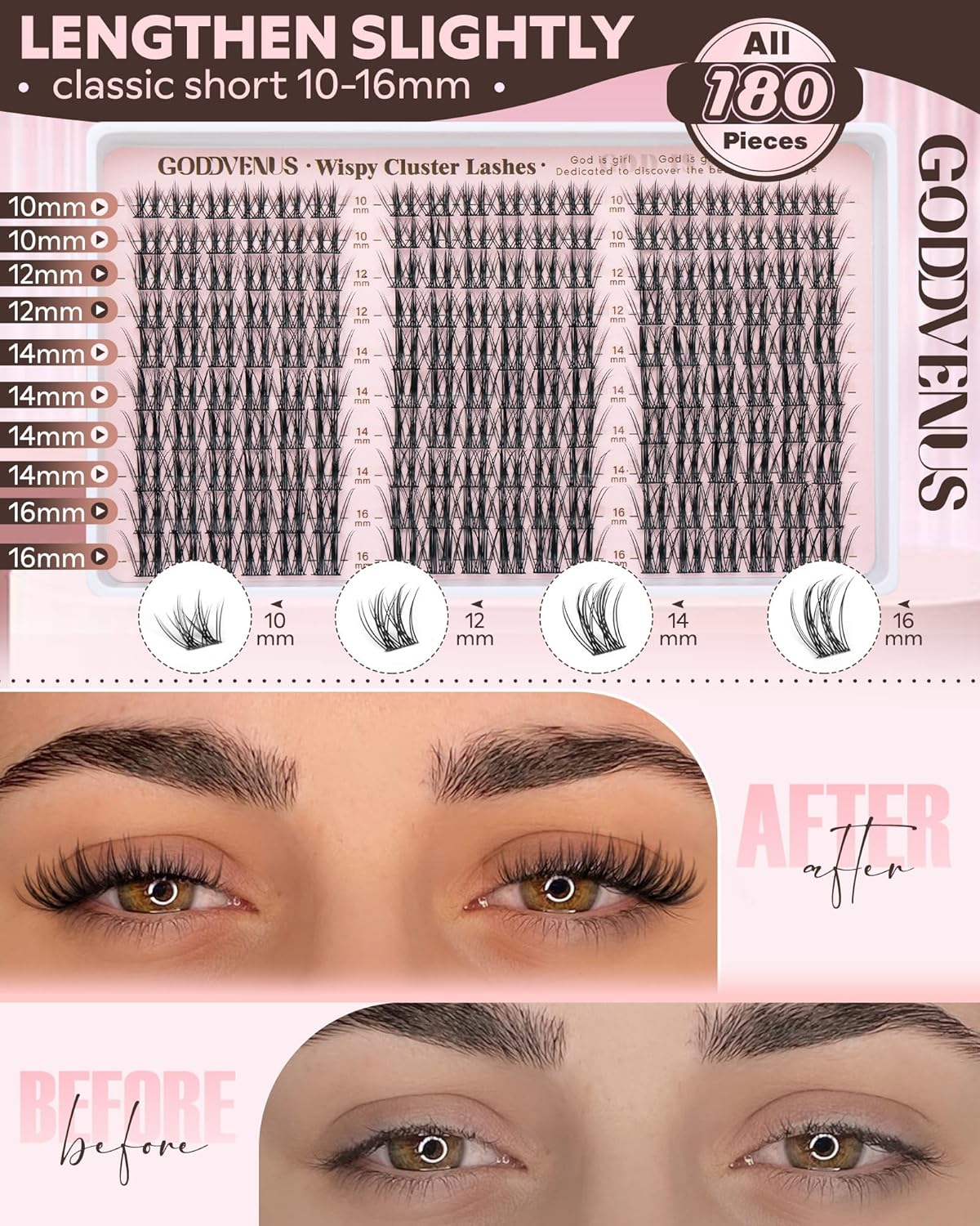 Manga Lash Clusters Natural Wispy Cluster Eyelash Extensions 180 Pcs Fairy C Curl Cluster Lashes 10-16mm Fluffy Lash Extensions Anime Cosplay No Plastic Feel Individual Lash by Godddvenus