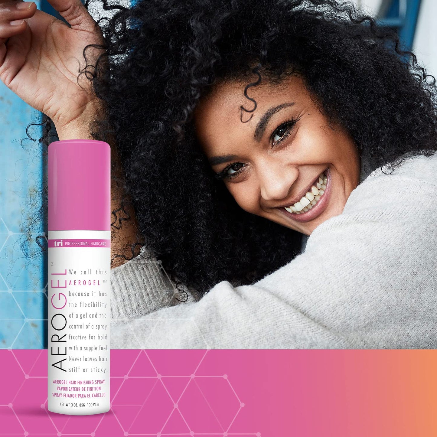 TRIDESIGN Aerogel Hairspray - Strong Hold Hair Finishing Spray for Volumizing & Control, Flexible Styling for All Hair Types, Non-Sticky and Scented - For Women and Men - Travel Size Pack of 2 (3 Oz)