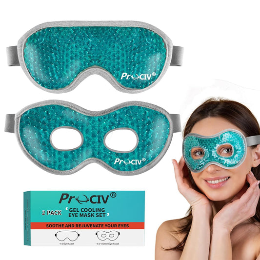 2PCS Cooling Eye Mask - Gel Eye Mask Reusable Gel Beads Hot Cold Compress with Velvet Plush Cold Eye Mask for Dark Circles Puffiness Dry Eye Headache for Men Women Sleeping Ice Eye Mask (Blue)
