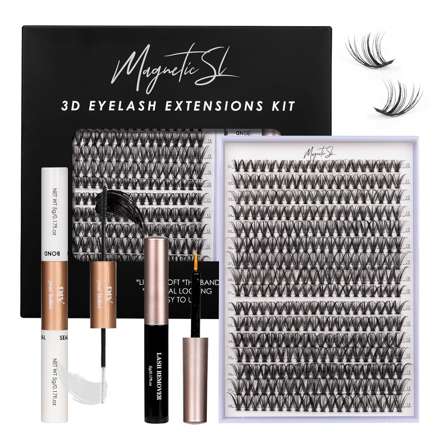 Lash Clusters DIY Lash Extensions Kit 320pcs Individual Lashes Clusters 30D 40D D Curl Eyelash Extension Kit with Applicator and Lash Bond&Seal,Clusters Lash Glue Remover Mix 10-16mm (30D+40D-320 KIT)