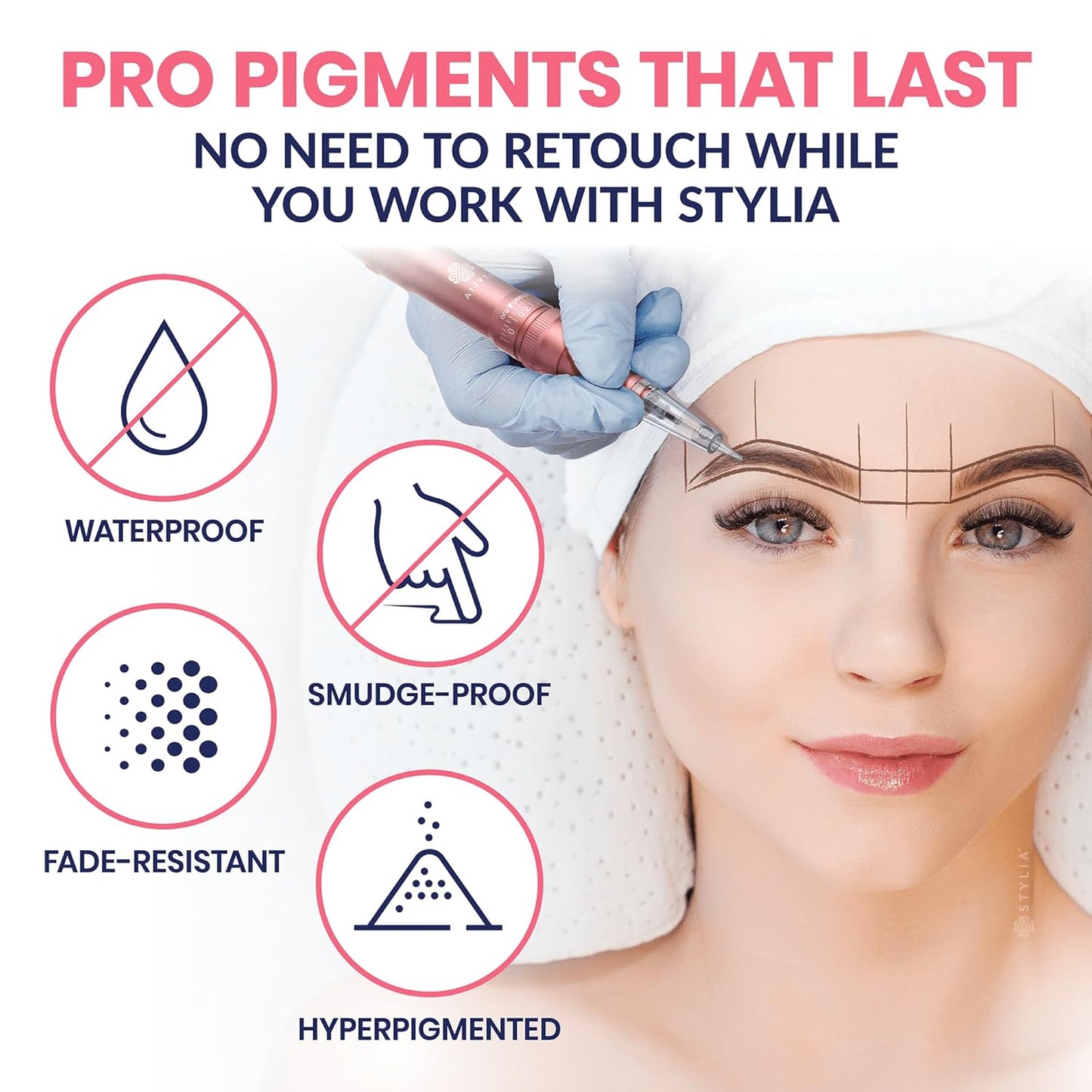Stylia Waterproof Eyebrow Pencils For Women – Long-Lasting Microblading Supplies Brow Pencil, Perfect for Eyebrow Shaper, Filling & Defining Natural-Looking Brow - (12PC in 5 Colors)