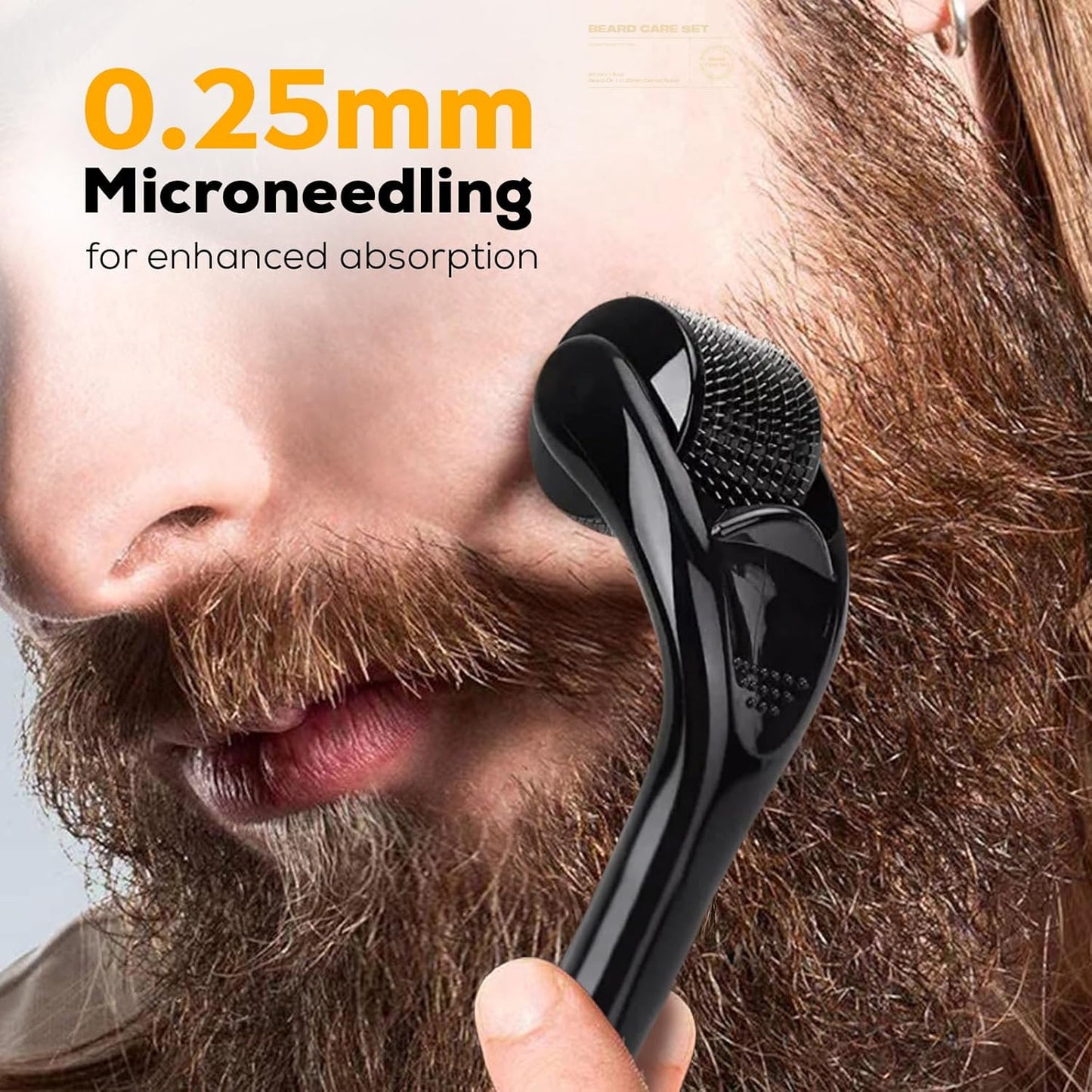 Waking Forest Derma Roller 0.25mm & Beard Oil(1oz), Sandalwood Beard Kit, Microneedle Beard Roller with 540 Titanium, Natural Moisturize with Vitamin E Beard Oil for Men, Fathers Boyfriend Dad
