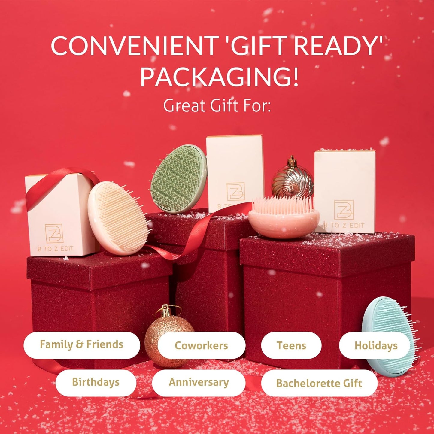 Travel Hairbrush - Mini Hair Detangler for Women Teens Kids - Sensory Scalp Massager - Small Portable Comb - Thick, Curly, Straight, Wet, Dry - Compact Detangler - Purse Essentials