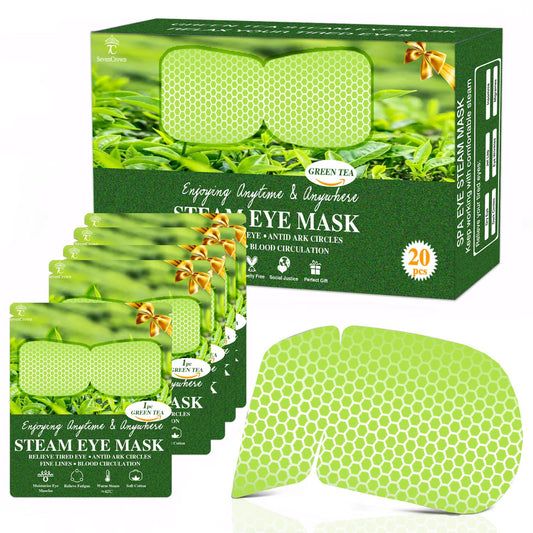 Sleep Mask for Travel Essentials,Steam Eye Mask Green Tea,Reduce Eye Patches for Puffy Eyes and Dark Circles,Hydrate & Soothe Tired Eyes, Self Heated Eye Masks,Self Care SPA Gifts for Women,20 Packs