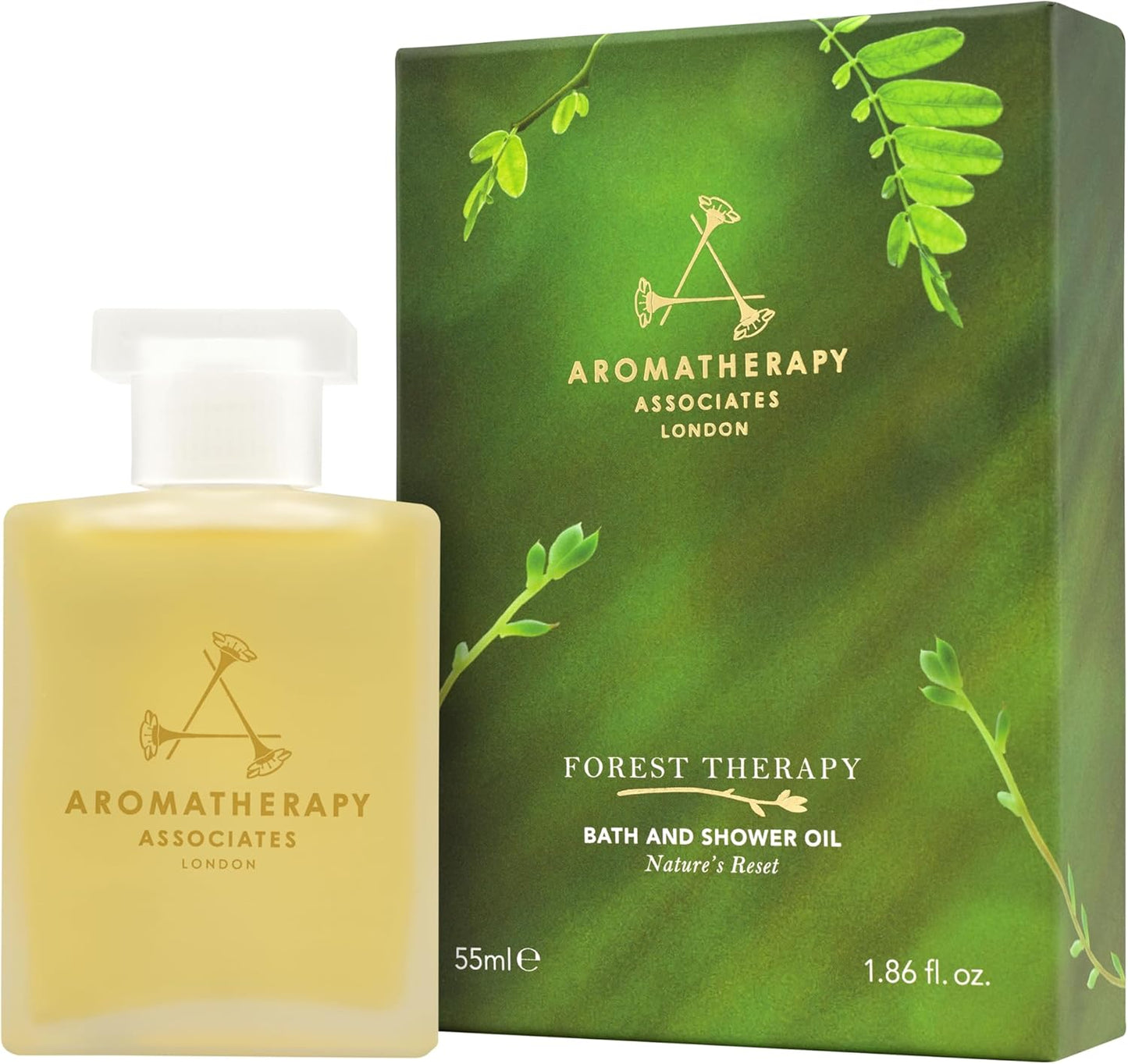 Aromatherapy Associates Forest Therapy Bath and Shower Oil, Natural Body Oil to Restore Mind, Body and Spirit, Hydrating, Made with 3 Essential Oils (1.85 oz)
