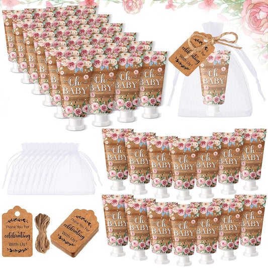 48 Sets Baby Shower Hand Cream Party Favors for Guests Gift Bulk Travel Size Hand Lotion Set for Baby Shower Wedding Christmas(Floral)