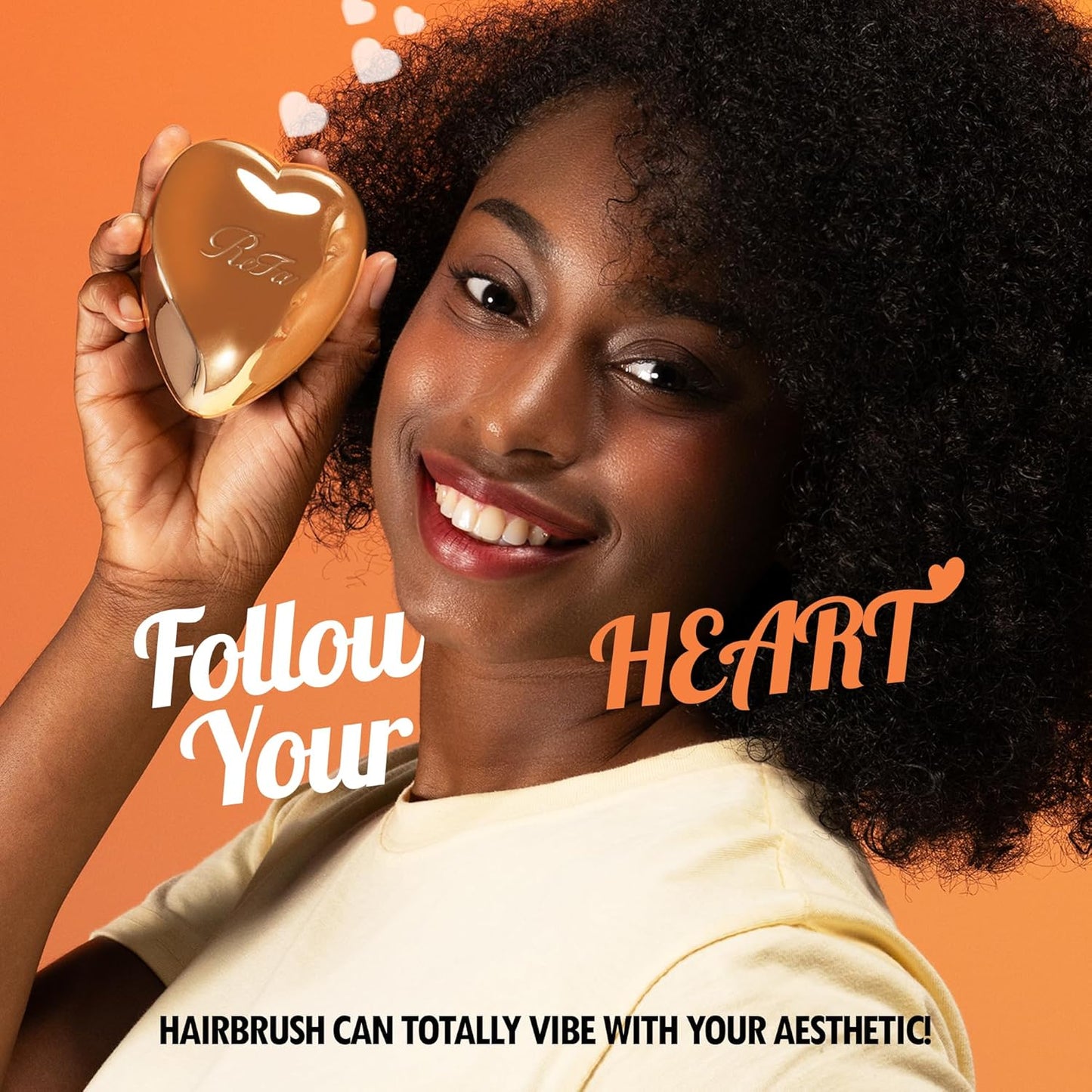 ReFa HEART BRUSH ROSE GOLD | Heart Shaped Detangling Brush for Women | Small Hair Brush for Thick Hair | Hair Detangler Hair Brush Travel Hair unbrush