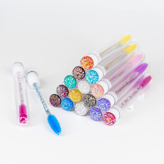 i-Laesh 20 Pcs Lash Brush Eyelash Brushes for Eyelash Extensions Spoolies Cleaning Mascara Wands Tube Diamond Disposable Makeup Tool Applicator Set Sanitary Extension Supplies (Diamond-mix)