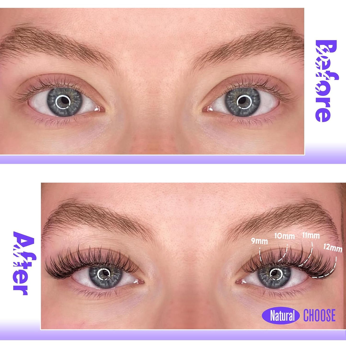 Pawotence Natural Lash Clusters Wispy Cluster Eyelash Extensions 144pcs Eyelash Clusters 9-12mm Individual Lashes Extension DIY Soft C Curved Lashes Clusters