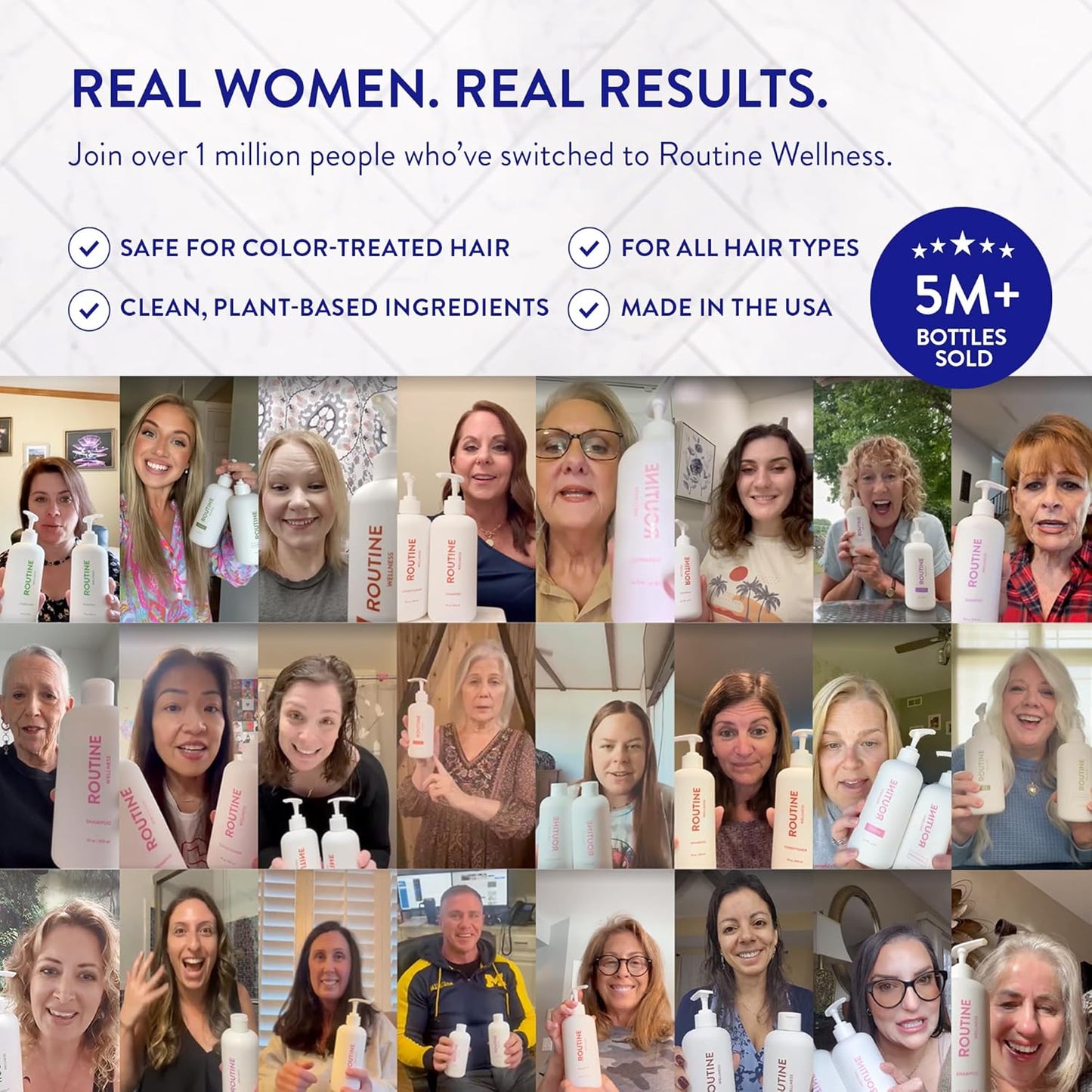 Routine Wellness Anti-Thinning Shampoo for Thinning Hair - Biotin DHT Blocker Women & Men - Color Safe Shampoo for Hair Loss & Healthy Hair - Peony & Pomegranate 14oz