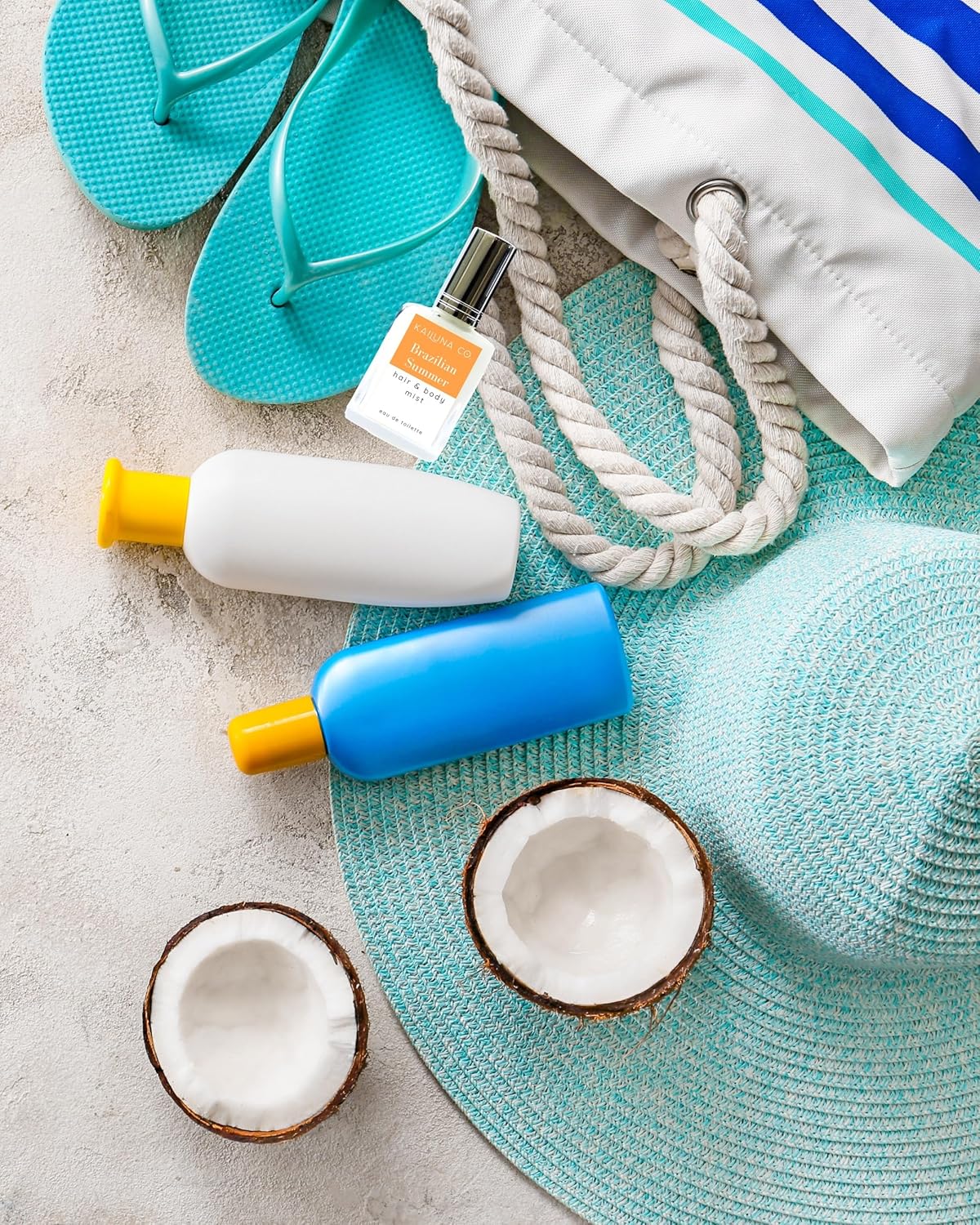 Brazilian Summer Natural Hair & Body Mist Spray Inspired by Bum Bum, Pure Essential and Fragrance Oils, Alcohol-Free, Handmade in California, 0.5Fl Oz