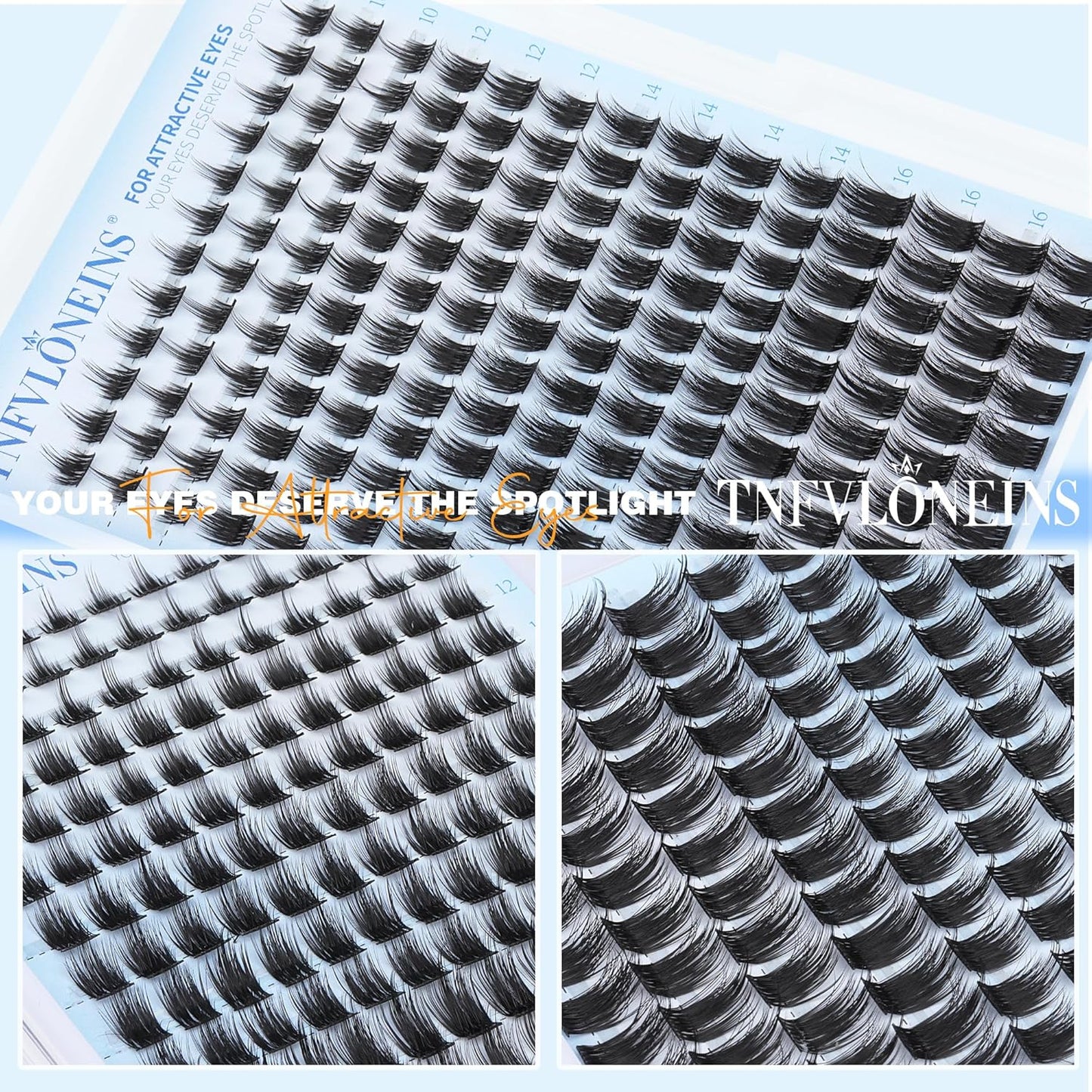 TNFVLONEINS Manga Lash Clusters Wispy Eyelash Clusters with Spikes Natural Individual Lashes Cluster DIY Anime Cluster Eyelash Extensions