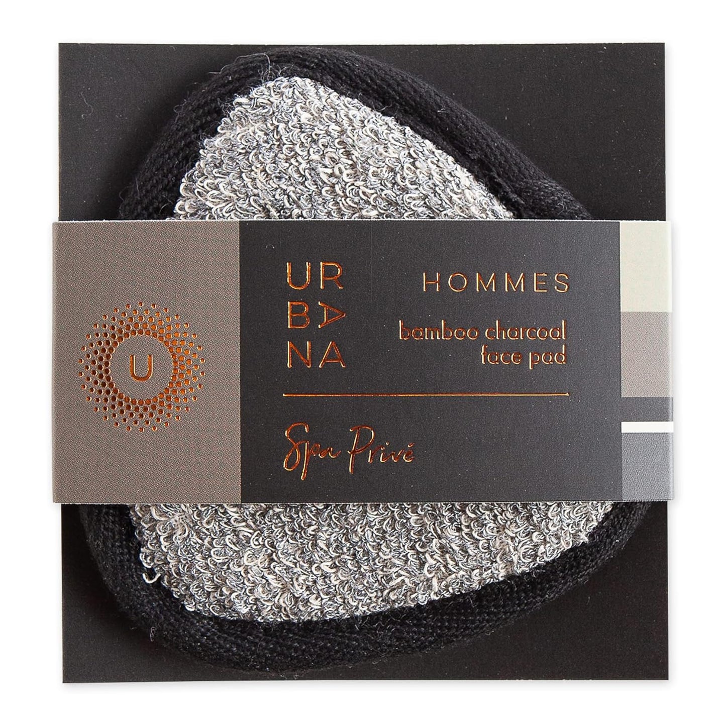 Urbana Spa Prive Men's Bamboo Charcoal Collection, Face Pad,Grey,6338